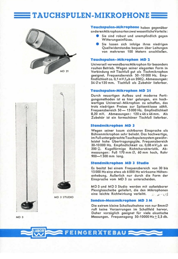 Microphones featured in the 1953 LAOR W Catalogue. Page 1